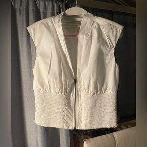 Anthropologie White Sleeveless Zip-Up top